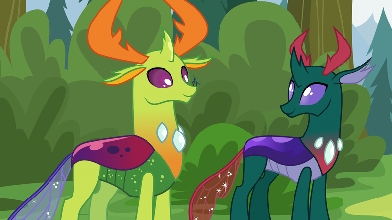 Size: 1920x1080 | Tagged: safe, artist:boneswolbach, artist:dashiesparkle, artist:jaredking779, derpibooru import, pharynx, queen chrysalis, thorax, changedling, changeling, brothers, changedling brothers, female, image, jpeg, king thorax, male, micro, prince pharynx, siblings, size difference, tiny, tiny changeling