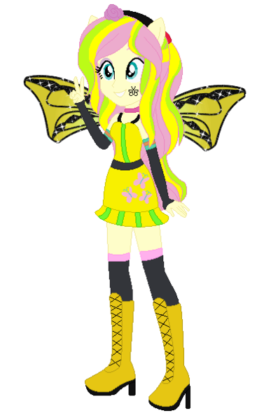 Size: 400x604 | Tagged: safe, artist:selenaede, artist:user15432, derpibooru import, fluttershy, fairy, human, equestria girls, alternate hairstyle, barely eqg related, base used, boots, clothes, costume, crossover, cutie mark, cutie mark on clothes, fairy wings, fairyized, fingerless gloves, flower, flower in hair, gloves, halloween, halloween costume, hallowinx, headband, high heel boots, high heels, holiday, image, long hair, png, ponied up, shoes, simple background, socks, sparkly wings, transparent background, wings, winx, winx club, winxified, yellow dress, yellow wings