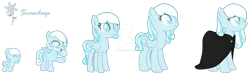 Size: 1280x374 | Tagged: safe, artist:hate-love12, derpibooru import, oc, oc:snowdrop, pony, age progression, cloak, clothes, deviantart watermark, female, filly, foal, image, mare, obtrusive watermark, png, simple background, solo, transparent background, watermark