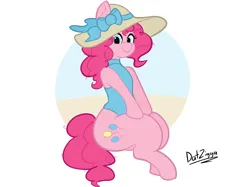 Size: 3644x2731 | Tagged: safe, artist:datzigga, derpibooru import, pinkie pie, clothes, derpibooru exclusive, hat, image, leotard, png, solo, sun hat