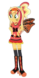 Size: 326x636 | Tagged: safe, artist:selenaede, artist:user15432, derpibooru import, sunset shimmer, fairy, human, equestria girls, alternate hairstyle, barely eqg related, base used, boots, bow, clothes, costume, crossover, cutie mark, cutie mark on clothes, fairy wings, fairyized, halloween, halloween costume, hallowinx, hand on hip, headband, high heel boots, high heels, holiday, image, long hair, orange wings, png, ponied up, ponytail, red dress, shoes, simple background, socks, sparkly wings, transparent background, wings, winx, winx club, winxified