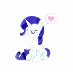 Size: 2048x2048 | Tagged: safe, artist:tiga mega, derpibooru import, rarity, pony, unicorn, female, heart, horn, image, jpeg, looking at you, mare, simple background, sitting, solo, speech bubble, white background