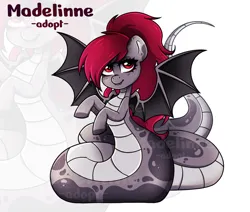 Size: 3108x2636 | Tagged: safe, artist:madelinne, derpibooru import, oc, unofficial characters only, lamia, original species, pony, adoptable, adoptable open, adoption, female, image, mare, png, pony dragon, simple background, solo, white background, zoom layer