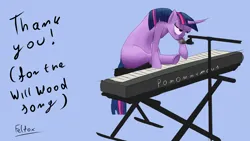 Size: 3840x2160 | Tagged: safe, artist:felfox, derpibooru import, twilight sparkle, pony, unicorn, fanart, image, musical instrument, piano, png, solo