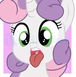 Size: 5136x5208 | Tagged: safe, artist:milkyboo898, derpibooru import, sweetie belle, pony, image, oral invitation, png, sweetiepred, tongue out, vore