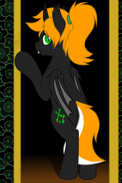 Size: 1280x1920 | Tagged: safe, alternate version, artist:terminalhash, derpibooru import, oc, oc:ravery, demon, demon pony, original species, pony, bat wings, demon horns, digital art, horns, image, png, solo, vector, wings