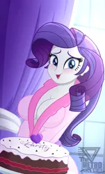Size: 1700x2818 | Tagged: suggestive, artist:theretroart88, derpibooru import, rarity, equestria girls, adorasexy, birthday, blushing, breasts, busty rarity, cake, clothes, cute, food, image, png, see-through, sexy