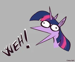 Size: 3000x2500 | Tagged: safe, artist:celes-969, derpibooru import, twilight sparkle, pony, gray background, image, meme, open mouth, png, simple background, weh