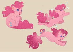 Size: 4096x2896 | Tagged: safe, artist:cutepencilcase, derpibooru import, pinkie pie, earth pony, pony, seapony (g4), blue eyes, brown background, bubble, cute, digital art, dorsal fin, eyes closed, female, fish tail, flowing mane, flowing tail, holding breath, image, jpeg, jumping, mare, open mouth, open smile, pink mane, seaponified, seapony pinkie pie, simple background, smiling, solo, species swap, swimming, tail, teeth, underwater, water