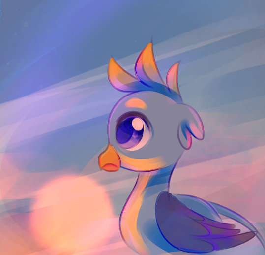 Size: 539x518 | Tagged: artist needed, safe, derpibooru import, gallus, gryphon, alone, cloud, cloudy, eye reflection, faraway, female, folded wings, image, lonely, looking at something, male, png, reflection, shipping, simple background, sky, straight, sun, sunset, wings, younger