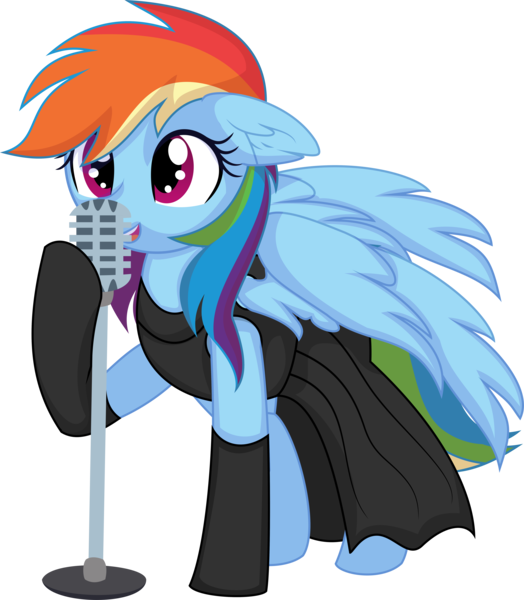 Size: 6262x7165 | Tagged: safe, artist:cyanlightning, derpibooru import, rainbow dash, pegasus, pony, .svg available, absurd resolution, clothes, dress, evening gloves, female, gloves, image, long gloves, mare, microphone, png, simple background, singing, smiling, solo, transparent background, vector