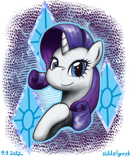 Size: 1000x1200 | Tagged: safe, artist:hiddelgreyk, derpibooru import, rarity, pony, unicorn, bust, cutie mark, cutie mark background, hoof on chest, image, looking at you, png, rarity day, simple background, transparent background
