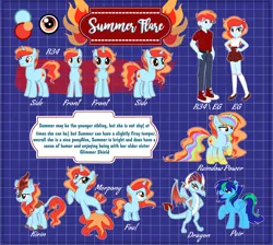 Size: 1280x1146 | Tagged: safe, artist:emperor-anri, derpibooru import, oc, unofficial characters only, dragon, kirin, pony, equestria girls, clothes, dragonified, equestria girls-ified, female, image, jpeg, kirinified, male, mare, pants, reference sheet, seaponified, shoes, species swap, stallion