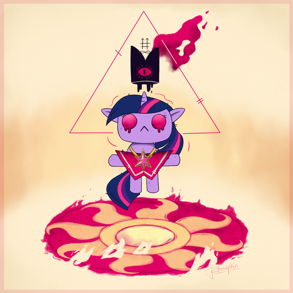 Size: 1800x1800 | Tagged: safe, artist:puggie, derpibooru import, twilight sparkle, pony, crossover, crown, cult, cult of the lamb, element of magic, floating, image, jewelry, png, regalia, solo