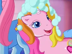 Size: 636x480 | Tagged: safe, derpibooru import, screencap, rarity (g3), whistle wishes, pony, unicorn, the runaway rainbow, bubble, g3, image, png, solo focus