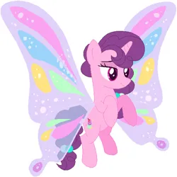 Size: 577x577 | Tagged: safe, artist:gaines, artist:painterede, artist:selenaede, derpibooru import, sugar belle, pony, unicorn, sonic rainboom (episode), base used, butterfly wings, colored wings, female, glimmer wings, gossamer wings, image, mare, multicolored wings, png, simple background, solo, white background, wings