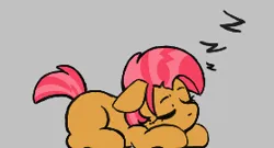 Size: 279x151 | Tagged: safe, artist:dsstoner, derpibooru import, babs seed, earth pony, pony, adorababs, aggie.io, cute, eyes closed, female, filly, foal, image, lowres, lying down, mare, onomatopoeia, png, simple background, sleeping, sound effects, zzz