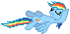 Size: 142x70 | Tagged: safe, artist:botchan-mlp, derpibooru import, rainbow dash, pegasus, pony, animated, desktop ponies, eyes closed, female, flapping wings, flying, gif, grin, image, mare, pixel art, simple background, smiling, solo, sprite, swimming, transparent background, wings