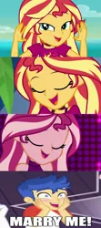 Size: 1280x2880 | Tagged: safe, derpibooru import, edit, edited screencap, screencap, flash sentry, sunset shimmer, human, equestria girls, equestria girls series, i'm on a yacht, spring breakdown, spoiler:eqg series (season 2), blushing, close-up, cropped, eyes closed, female, flashimmer, hands on cheeks, image, looking at you, male, png, shipping, shipping domino, smiling, starry eyes, straight, wingding eyes