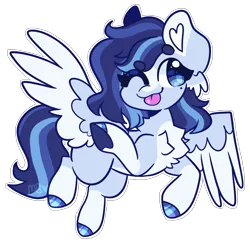 Size: 1570x1526 | Tagged: safe, artist:moccabliss, derpibooru import, oc, oc:azure, pegasus, pony, female, heart ears, image, mare, pegasus oc, png, simple background, solo, tongue out, transparent background, wings