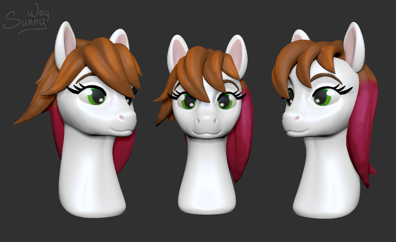 Size: 1600x980 | Tagged: safe, derpibooru import, oc, oc:sunny way, unofficial characters only, pegasus, pony, 3d, art, artwork, bust, cute, digital art, female, feral, image, mare, my little pony, pegasus oc, png, pony head, portrait, smiling, solo, wings, zbrush