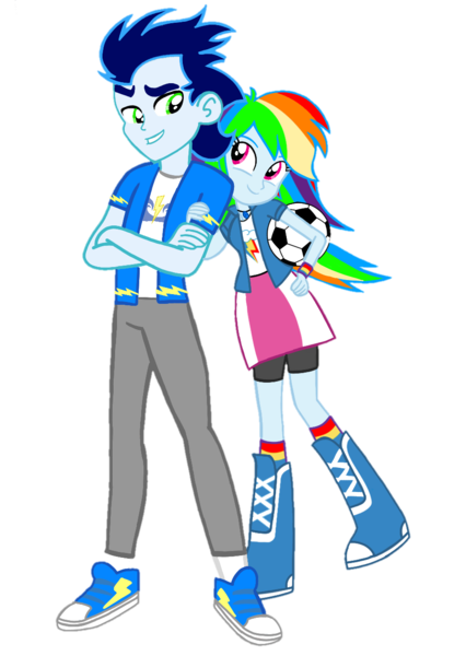 Size: 924x1300 | Tagged: safe, artist:mlplary6, derpibooru import, rainbow dash, soarin', equestria girls, ball, female, image, looking at each other, looking at someone, male, png, shipping, simple background, smiling, smiling at each other, soarindash, straight, transparent background, vector