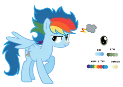 Size: 1280x913 | Tagged: safe, artist:stack-of-cookies, derpibooru import, oc, oc:chroma dash, pegasus, pony, image, male, offspring, parent:rainbow dash, parent:soarin', parents:soarindash, png, simple background, solo, stallion, transparent background