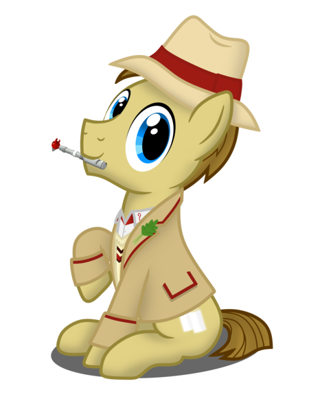Size: 3120x4160 | Tagged: safe, derpibooru import, celery stalk, oc, oc:tidmouth milk, earth pony, pony, derpibooru community collaboration, 2023 community collab, celery, clothes, costume, doctor who, earth pony oc, fifth doctor, image, png, solo, sonic screwdriver