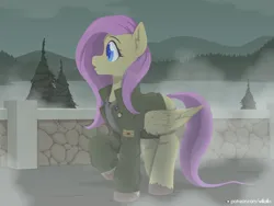 Size: 1600x1200 | Tagged: safe, artist:willoillo, derpibooru import, fluttershy, pegasus, fog, image, png, silent hill