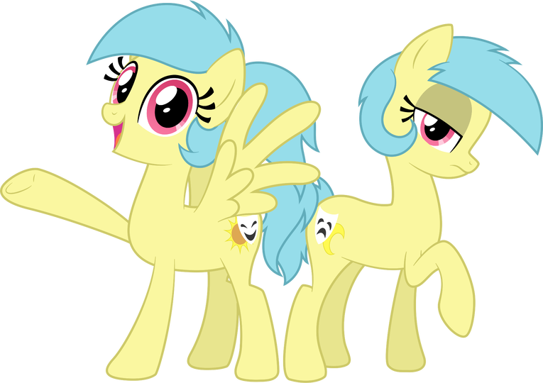 Size: 765x540 | Tagged: safe, artist:niggerfaggot, oc, oc:matinée, oc:soirée, unofficial characters only, earth pony, pegasus, pony, duo, female, image, lidded eyes, mare, open mouth, png, raised hoof, siblings, simple background, sisters, snowpity inc., spread wings, transparent background, twins, underhoof, wings