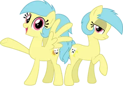 Size: 765x540 | Tagged: safe, artist:niggerfaggot, oc, oc:matinée, oc:soirée, unofficial characters only, earth pony, pegasus, pony, duo, female, image, lidded eyes, mare, open mouth, png, raised hoof, siblings, simple background, sisters, snowpity inc., spread wings, transparent background, twins, underhoof, wings