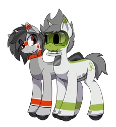 Size: 2000x2176 | Tagged: safe, artist:monycaalot, derpibooru import, oc, oc:greenline, oc:loopy, ponified, unofficial characters only, object pony, original species, pony, train pony, derpibooru community collaboration, 2023 community collab, derpibooru exclusive, female, image, male, png, simple background, train, transparent background
