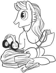 Size: 2279x3000 | Tagged: safe, artist:abronyaccount, derpibooru import, oc, oc:phrase turner, unofficial characters only, earth pony, pony, derpibooru community collaboration, 2023 community collab, black and white, derpibooru exclusive, earbuds, grayscale, headphones, high res, image, ink drawing, long mane, long mane male, long tail, male, monochrome, mp3 player, png, sideburns, simple background, sitting, smiling, solo, stallion, tail, traditional art, transparent background