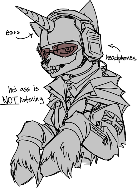 Size: 507x693 | Tagged: safe, artist:mechanakal, derpibooru import, ponified, pony, unicorn, balaclava, bust, call of duty, clothes, coat, derpibooru exclusive, doodle, fluffy, grayscale, headphones, headset, image, looking at you, male, meme, monochrome, partial color, png, ponified meme, raised hoof, raised hooves, simon "ghost" riley, simple background, skull, solo, stallion, sunglasses, text, union jack, unshorn fetlocks, white background