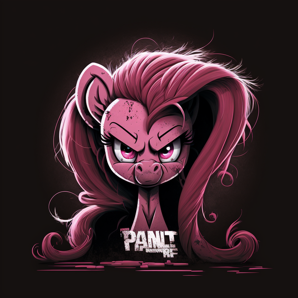 Size: 1024x1024 | Tagged: safe, derpibooru import, machine learning generated, pinkie pie, earth pony, pony, angry, brown background, dirty, image, looking at you, pink body, pink eyes, pink hair, png, simple background, solo