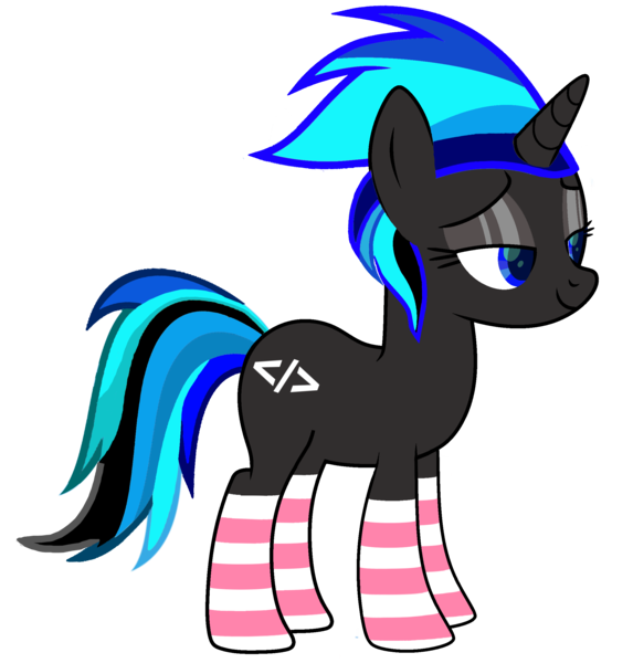 Size: 2268x2376 | Tagged: safe, artist:emperor-anri, artist:nooneknown_pl, derpibooru import, oc, oc:source code, unofficial characters only, pony, unicorn, base used, clothes, derpibooru exclusive, female, horn, image, lidded eyes, mare, png, simple background, socks, solo, striped socks, transparent background, unicorn oc