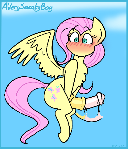 Size: 415x484 | Tagged: explicit, artist:averysweatyboy, derpibooru import, edit, fluttershy, pegasus, pony, bicolor horsecock, blushing, blushing profusely, cloud, cropped, cute, cute porn, derpibooru exclusive, dock, erection, flying, futa, futa fluttershy, horsecock, image, intersex, no mouth, no nose, no nostrils, nudity, penis, png, sky, solo, solo futa, spread wings, tail, wings