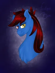 Size: 3000x4000 | Tagged: safe, artist:loopina, derpibooru import, oc, oc:feather blue, earth pony, pony, bust, giveaway, heterochromia, image, male, png, raffle, simple background, solo, stallion