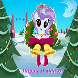 Size: 5000x5000 | Tagged: safe, artist:duchesspheonixglow, derpibooru import, oc, unofficial characters only, pony, unicorn, bust, christmas, christmas tree, christmas wreath, female, happy holidays, holiday, horn, image, jewelry, jpeg, mare, necklace, solo, tiara, tree, unicorn oc, wreath