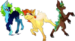 Size: 797x431 | Tagged: artist needed, safe, derpibooru import, oc, oc:nirvana, oc:pandora, oc:terra, unofficial characters only, earth pony, pony, earth pony oc, image, looking at you, png, signature, simple background, smiling, smiling at you, transparent background, trio