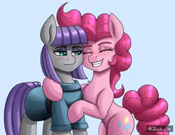 Size: 1723x1331 | Tagged: safe, artist:zachc, derpibooru import, maud pie, pinkie pie, earth pony, pony, duo, eyes closed, female, grin, hug, image, png, sibling love, siblings, sisterly love, sisters, smiling