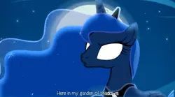 Size: 828x462 | Tagged: safe, derpibooru import, princess luna, alicorn, pony, children of the night, glow, glowing eyes, image, jpeg, solo