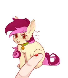 Size: 3104x3558 | Tagged: safe, artist:terada, derpibooru import, roseluck, earth pony, human, pony, behaving like a cat, blood, collar, commission, commissioner:doom9454, finger, image, pet tag, png, pony pet, rosepet, simple background, white background