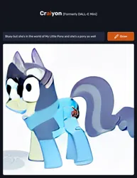 Size: 1536x1994 | Tagged: safe, craiyon, derpibooru import, machine learning generated, earth pony, pony, bluey, bluey heeler, crossover, fusion, image, png, simple background, solo, wat, what has science done, white background