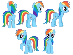 Size: 4427x3354 | Tagged: safe, artist:culu-bluebeaver, derpibooru import, rainbow dash, pegasus, pony, butt, digital, digital art, female, image, plot, png, reference, reference sheet, simple background, smiling, solo, transparent background, vector