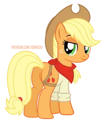 Size: 767x900 | Tagged: safe, alternate version, artist:jennieoo, derpibooru import, applejack, earth pony, pony, applebutt, bedroom eyes, butt, clothes, cowboy hat, freckles, hat, image, png, shirt, show accurate, simple background, solo, transparent background, vector