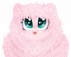 Size: 1200x960 | Tagged: safe, artist:melodylibris, derpibooru import, oc, oc:fluffle puff, unofficial characters only, earth pony, original species, pony, cute, daaaaaaaaaaaw, excessive fluff, female, flufflebetes, fluffy, image, jpeg, looking at you, mare, ocbetes, simple background, smiling, smiling at you, solo, tongue out, white background