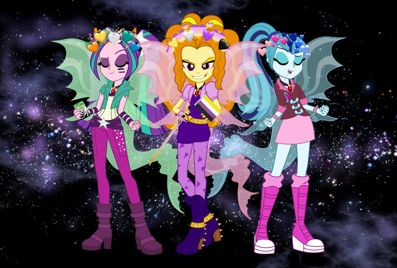 Size: 3600x2430 | Tagged: safe, derpibooru import, adagio dazzle, aria blaze, sonata dusk, human, aroace, aromantic, aromantic pride flag, asexual, asexual pride flag, candy, card, eyes closed, face paint, female, flag, food, galaxy, gender headcanon, headcanon, heart, heart crown, image, jpeg, lgbt, lgbt headcanon, lgbtq, lidded eyes, lollipop, nonbinary, nonbinary pride flag, omnisexual, omnisexual pride flag, playing card, pride, pride flag, sexuality headcanon, smiling, smirk, stars, sword, tail, the dazzlings, trio, trio female, trixic, trixic pride flag, uno, uno card, uno reverse card, weapon, wings