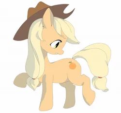 Size: 1730x1604 | Tagged: safe, artist:cheesesauce_45, derpibooru import, applejack, earth pony, pony, alternate cutie mark, female, fruit heresy, image, jpeg, looking back, mare, orangejack, simple background, solo, standing on two hooves, white background