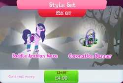 Size: 1267x856 | Tagged: safe, derpibooru import, official, amira, horse, pony, saddle arabian, book, bridle, bundle, bush, cloven hooves, costs real money, english, female, gameloft, image, jpeg, mare, mobile game, my little pony: magic princess, numbers, quill, saddle blanket, sale, solo, solo focus, tack, text